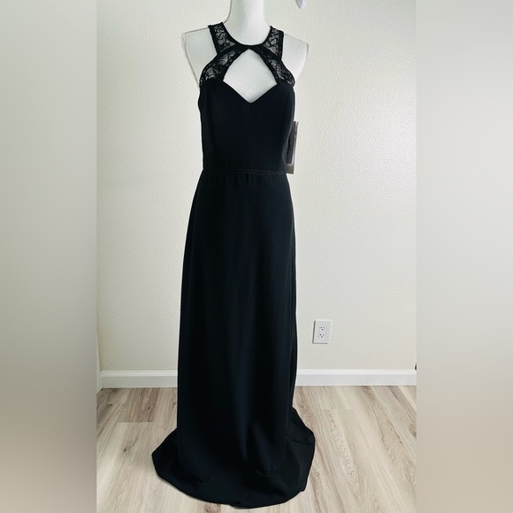 Hayley Paige Occasions Formal Black Halter Maxi Gown Size 12 - Picture 1 of 12